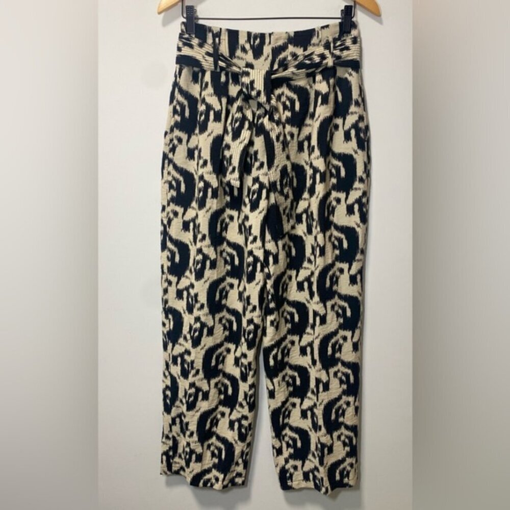 Zara Paperbag High Waisted Animal Print Belted Trousers size M - Picture 4 of 7